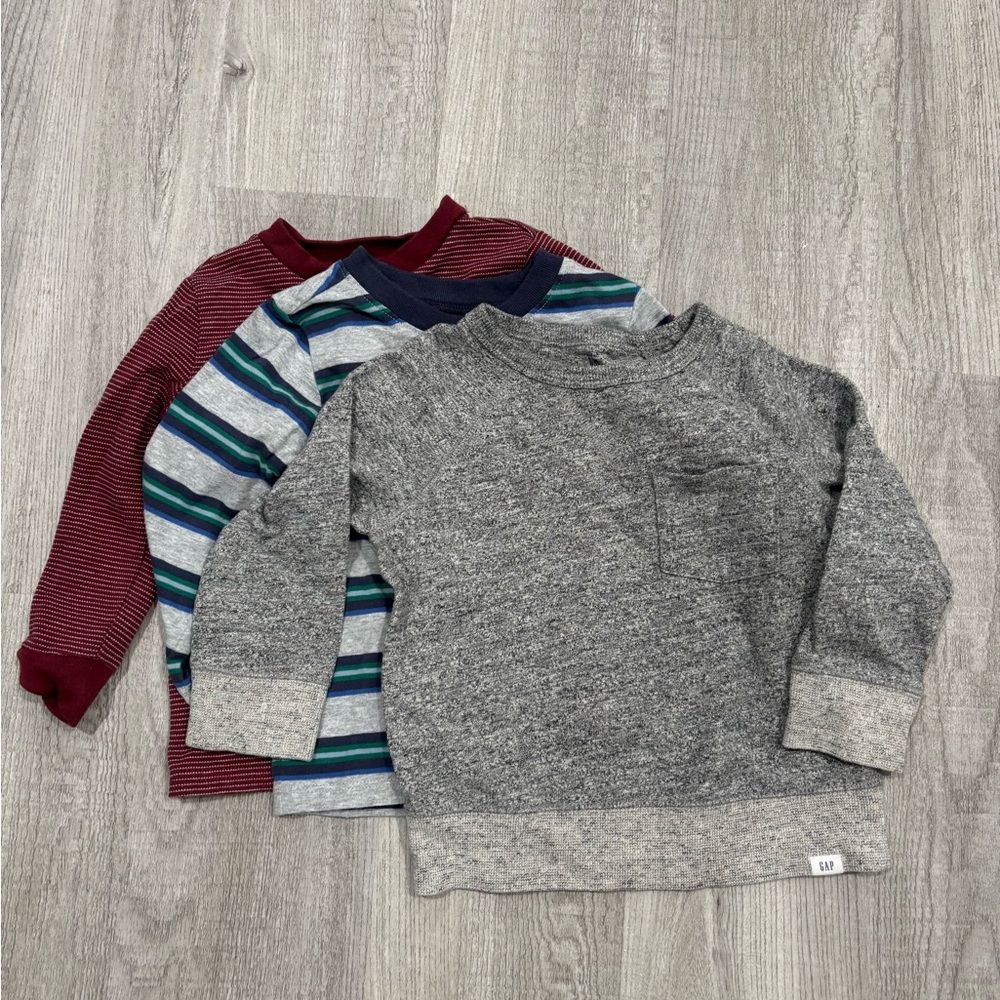 Garanimals Kids' Long Sleeve Shirt bundle of 3 - Gray, Blue, Red